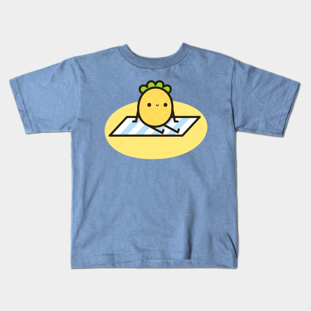 Beach pineapple Kids T-Shirt by peppermintpopuk
